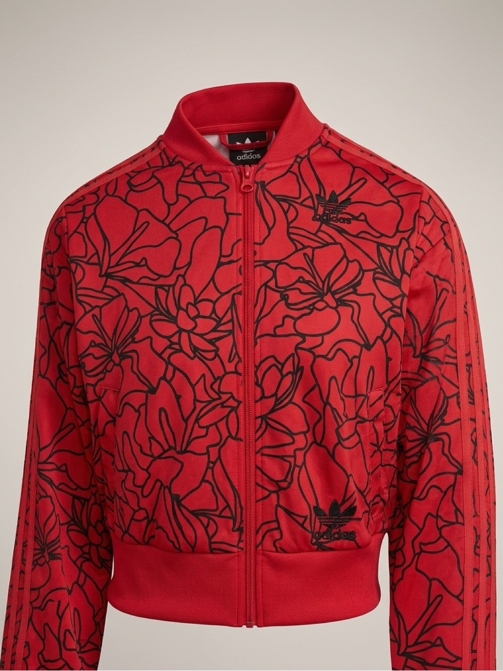 Rare Vintage Adidas Originals x Pharrell Williams floral cropped red jacket
